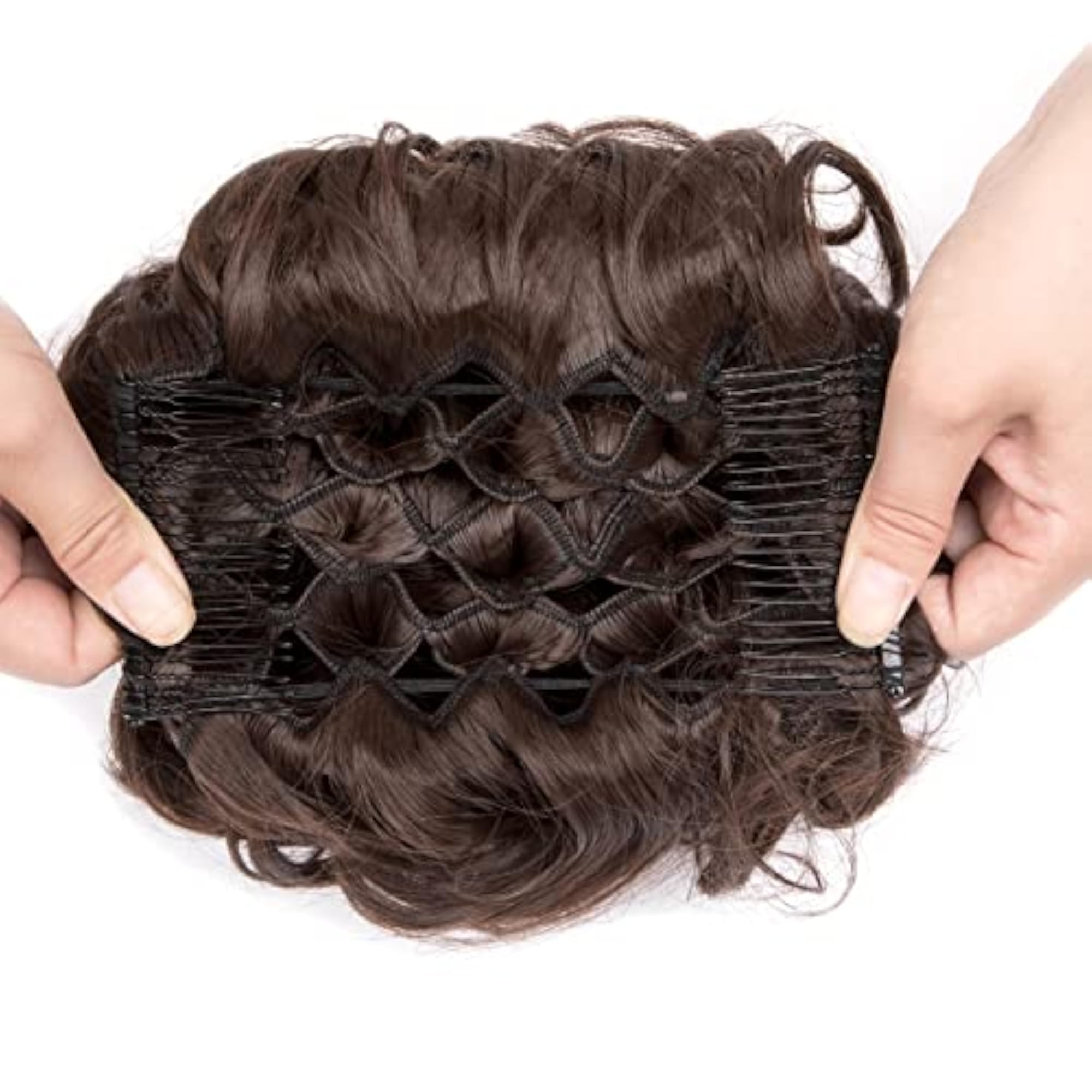 Messy Bun Hair Piece with Combs, Fluffy Wavy Updo for Women